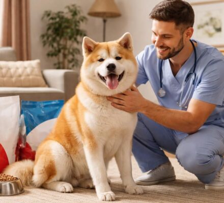 Élever chien Akita Inu budget contrôlé avec vétérinaires, croquettes Royal Canin Hills