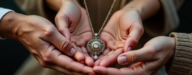 Offrir un bijou comme symbole de transmission familiale