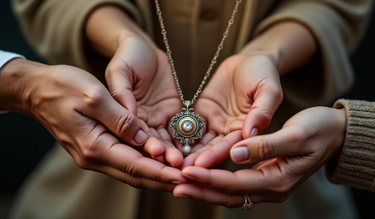 Offrir un bijou comme symbole de transmission familiale
