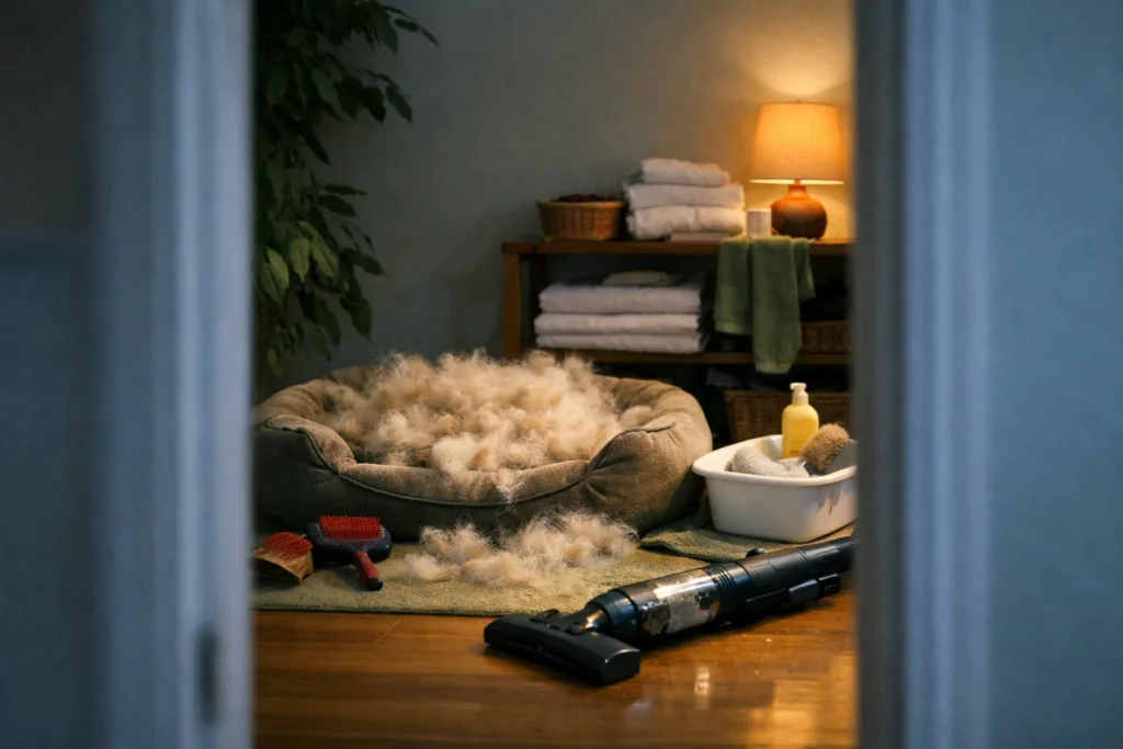 La mue d’un Akita dure trois semaines : brosse, bain et aspirateur