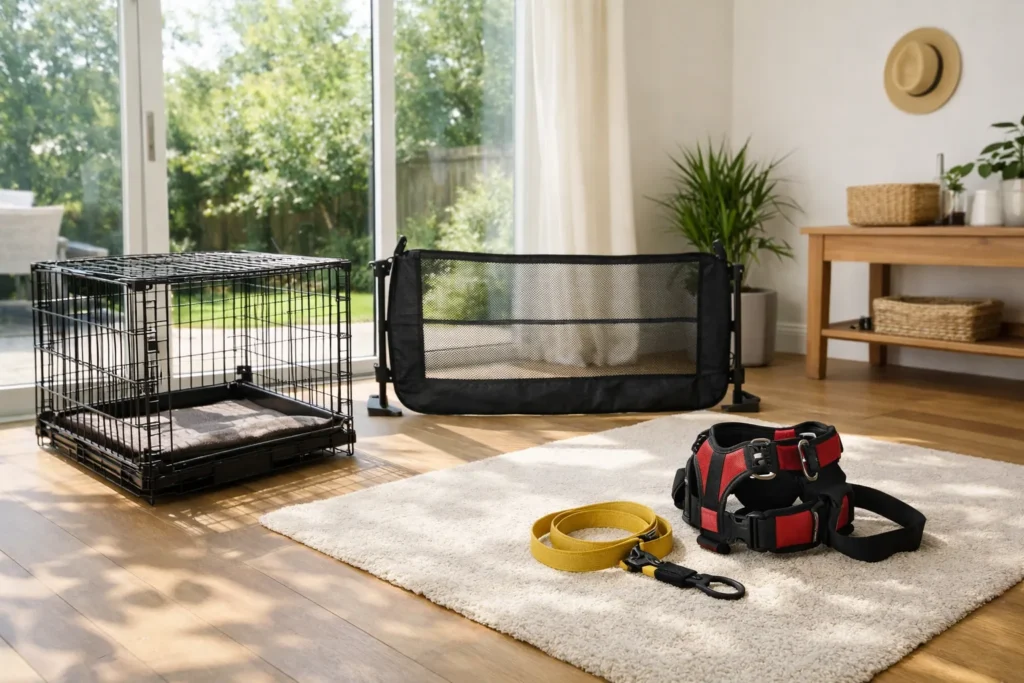 Voyager en voiture avec un chien de 40 kg : cage, filet ou harnais